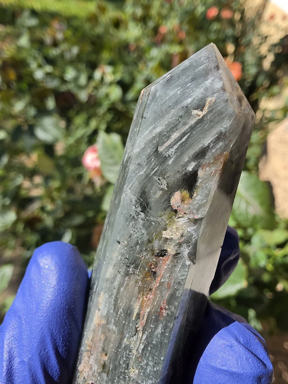 Polished Green Quartz Point with Mineral Inclusions